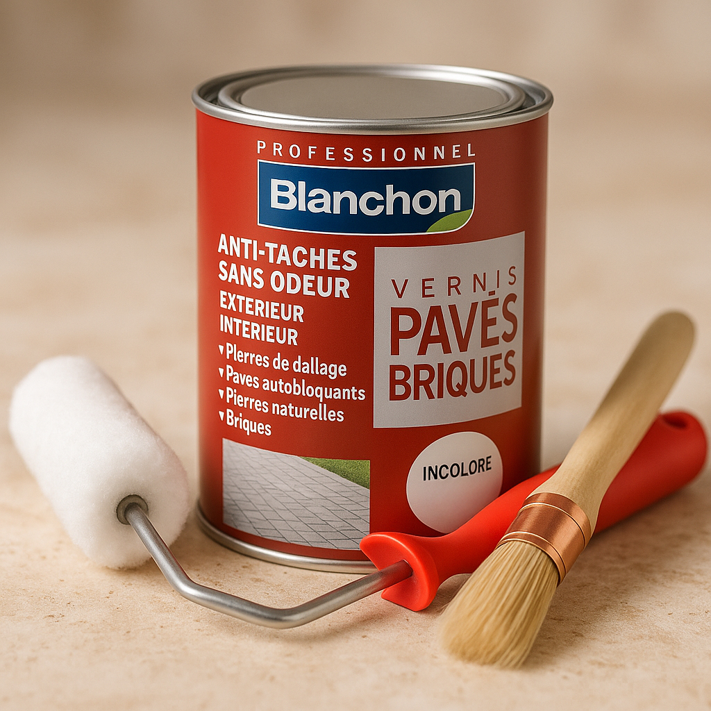 Kit vernis Protecteur Mat 1L pour Travertin + 2 pinceaux